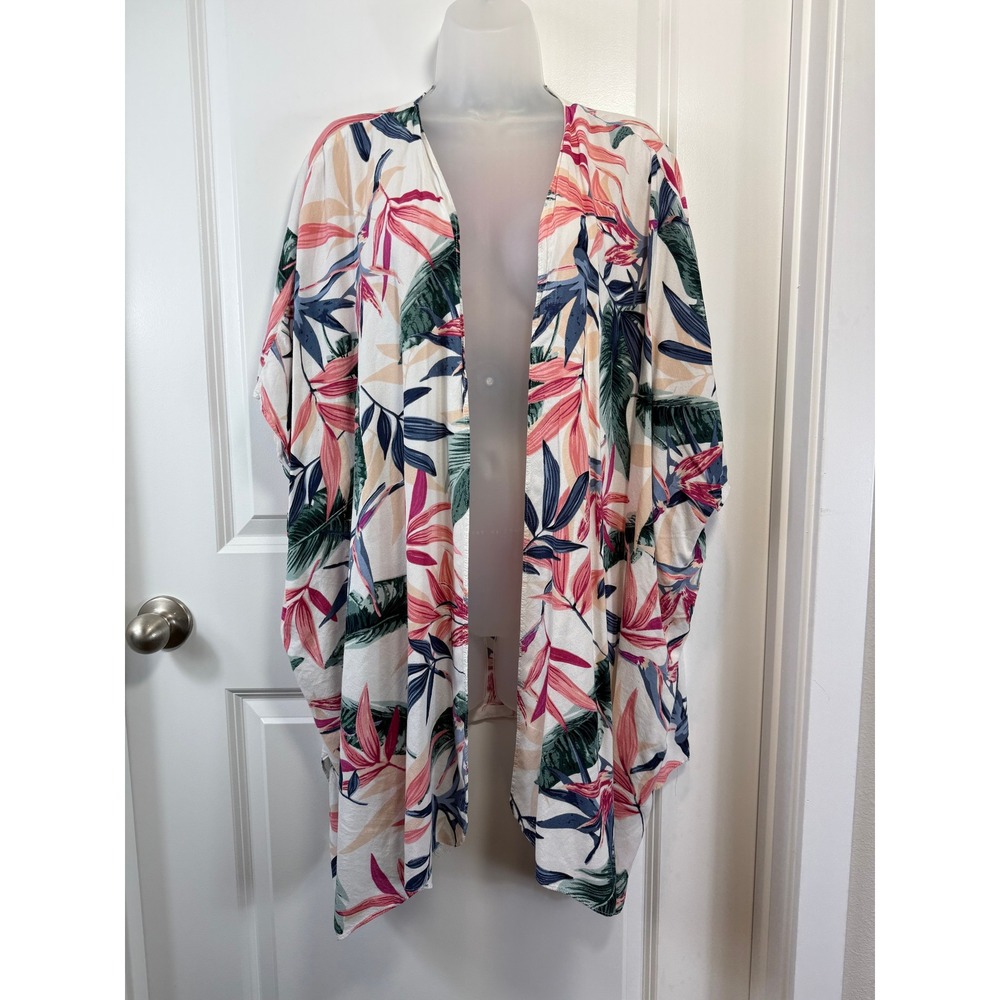 Kimono Tropical Vacation ONE SIZE Resortwear Beach Botanical Flowy Festival